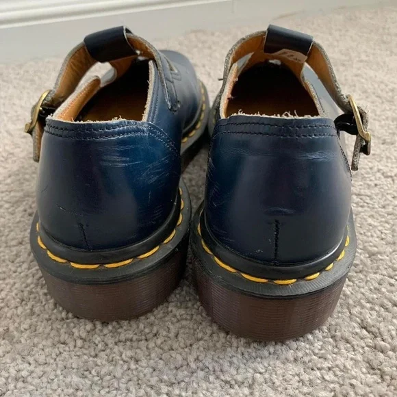 Dr. Martens Navy Blue Tooled Leather Mary Janes - Picture 6 of 8